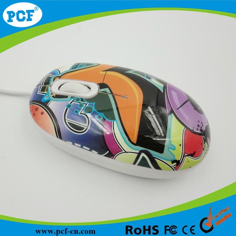 Factory supply water transfer printing USB optical mouse for computer/la 5
