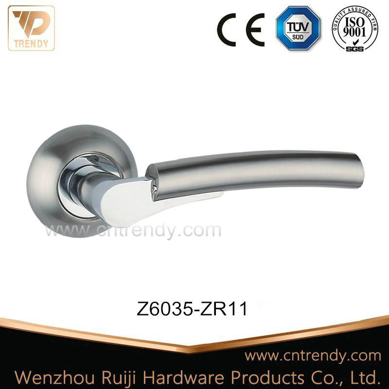 Polished Brass Zinc Alloy Interior Lever Door Handle on Rose (Z6034-ZR05) 3