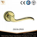 Polished Brass Zinc Alloy Interior Lever Door Handle on Rose (Z6034-ZR05) 4