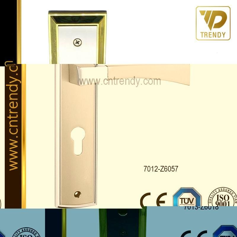 Security Wooden Door Lock Handle on Back-Plate (7012-Z6017) 3