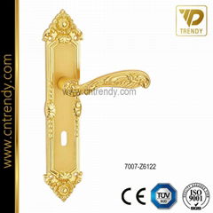 Furniture Zamak Lock Lever Door Handle with Cylinder Hole