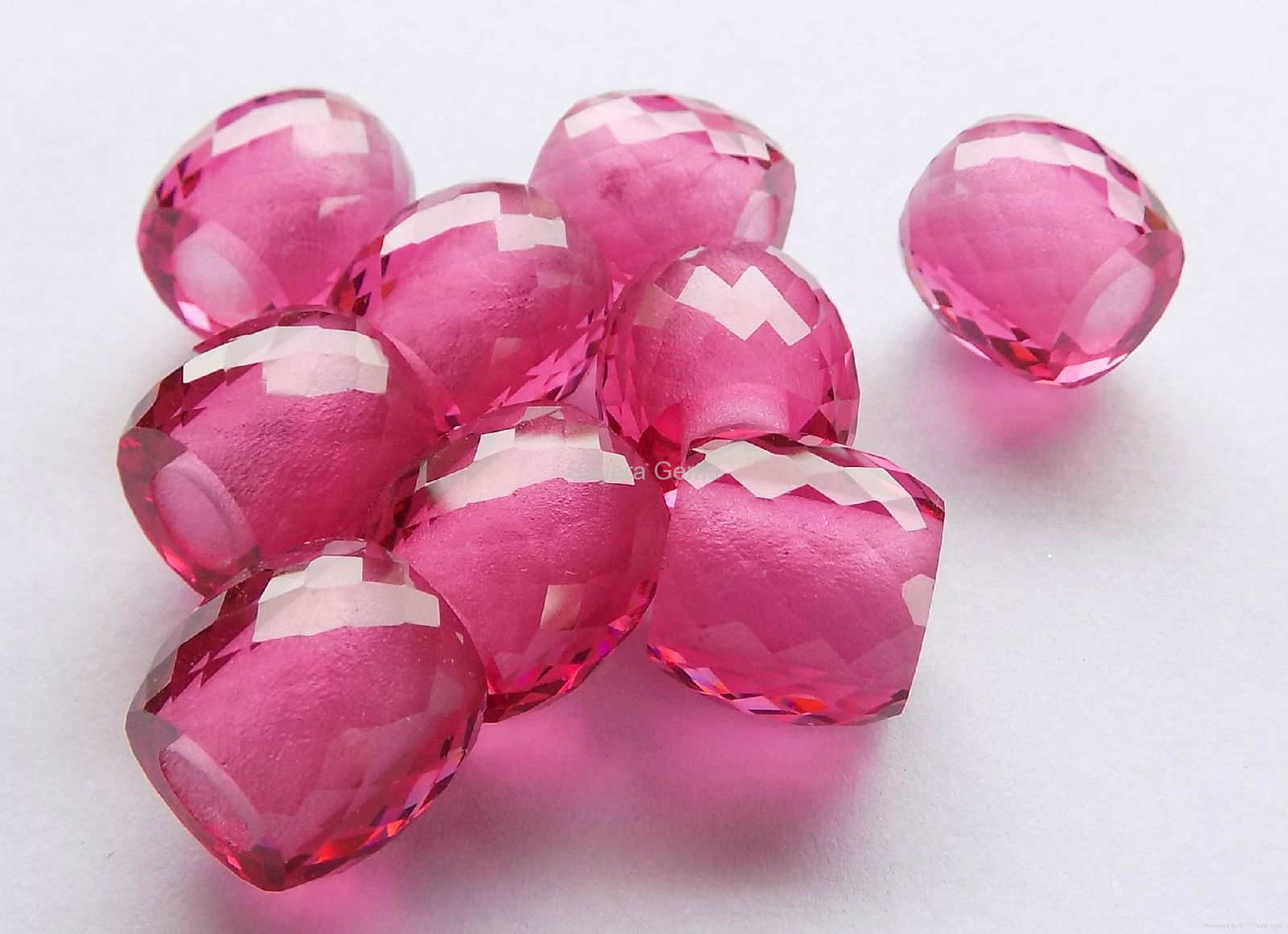 Pink Hydro Quartz-Handmade Faceted-European Barrel Big Hole Beads-13x12 mm