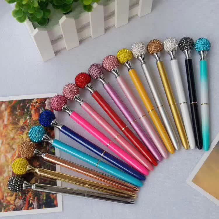 glass diamond ball metal pen 4