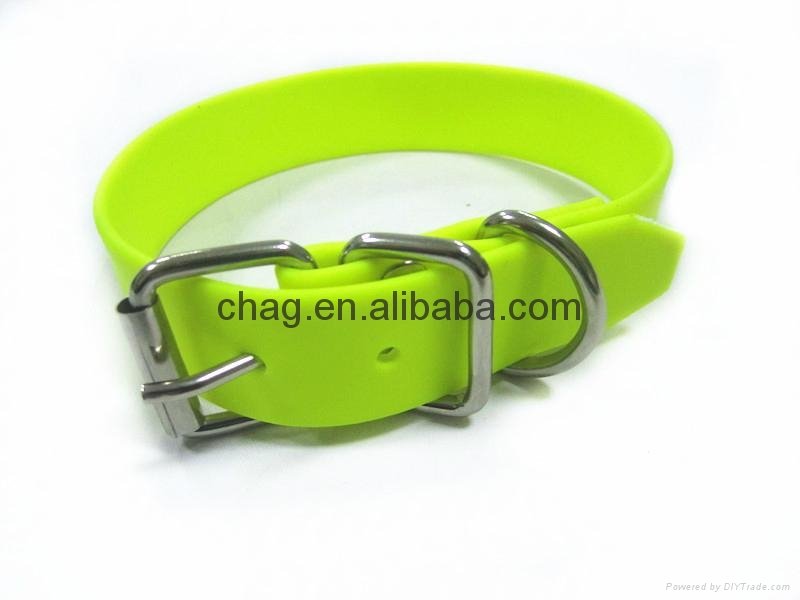 cheap design flexible pvc dog collar with iron buckles 4