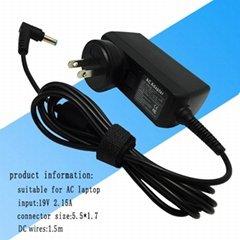 Laptop AC Power Adapter Charger 40w 19v 2.15a for Acer 