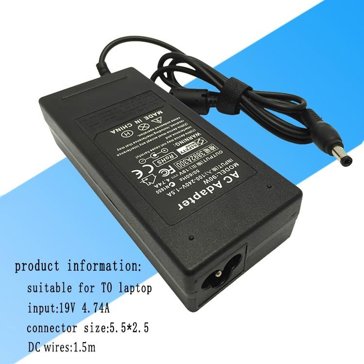 Laptop AC Power Adapter Charger 90w 19v 4.74a for Toshiba
