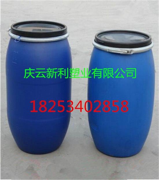 山東125公斤塑料桶藍色開口125KG塑料桶125L化工桶 2