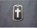 Cross Custom Dog Tag with chain Black or Silver