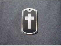 Cross Custom Dog Tag with chain Black or