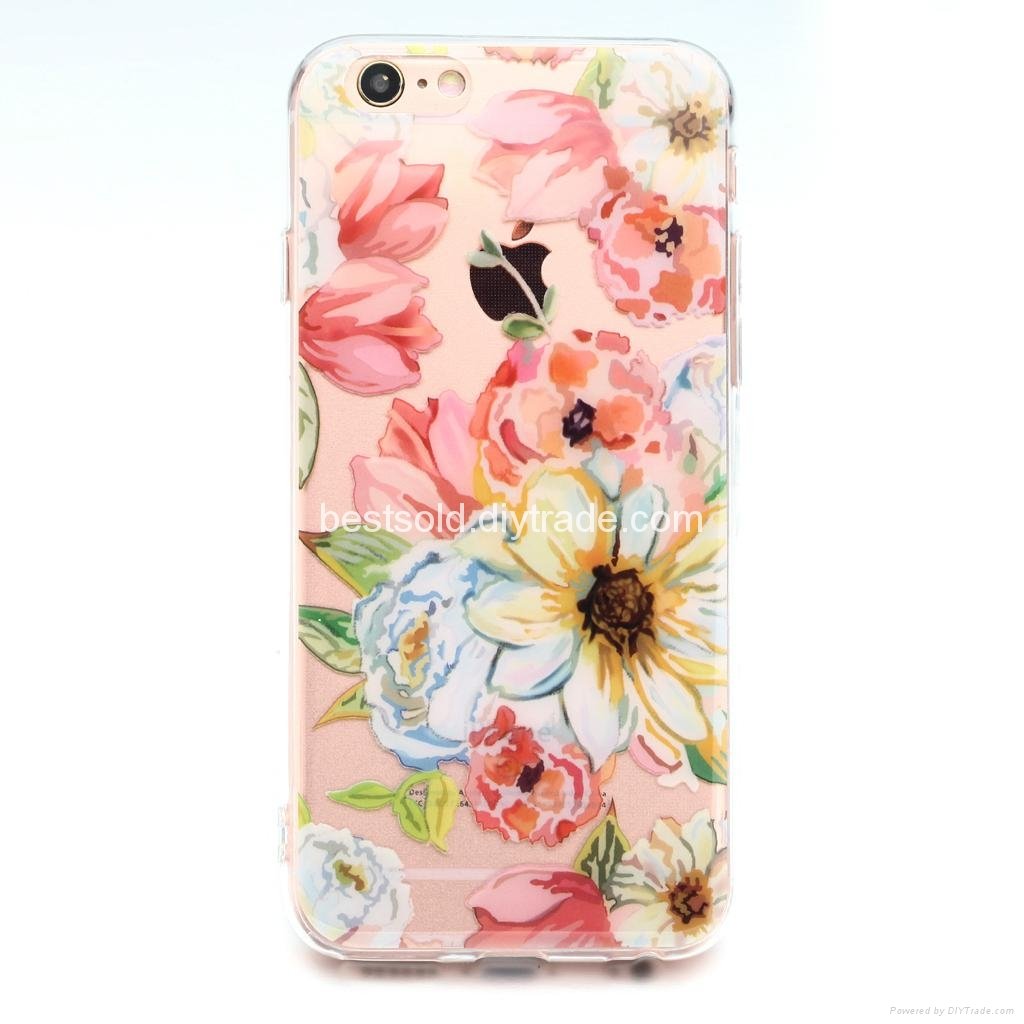 IMD Flower Phone Case Soft Clear TPU Phone Case for iPhone 6 6s&Plus