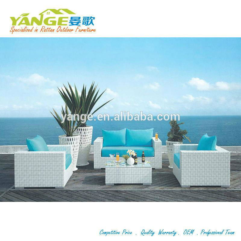 outdoor hotel furniture white rattan patio sofa set YG6001 Yange