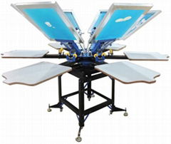 Manual floor standing double carousel 6 color 6 print bed silk screen printer