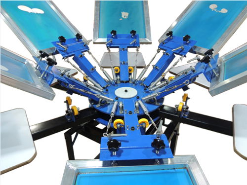 Manual floor standing double carousel 6 color 6 print bed silk screen printer 2