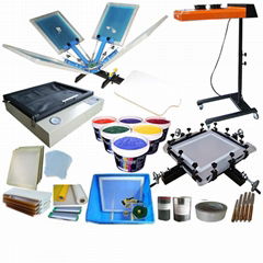 4 color 1 station silk screen printing press with flash dryer and full kits