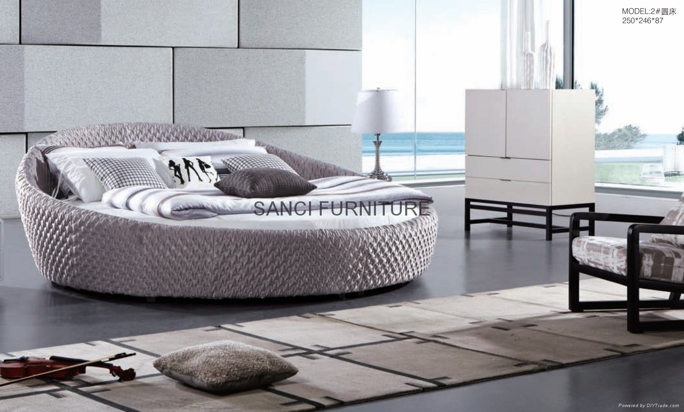 Offer SANCI brand MILAN series elegant fabric round bed  2