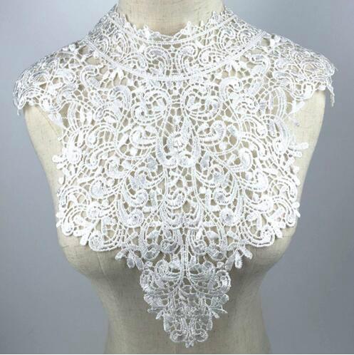 Large White Beautiful Embroidery Flower Lace Applique Collar Venise Lace Collar 