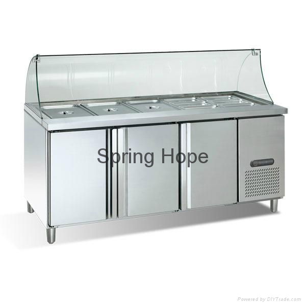 Stainless steel chest kitchen freezer commercial kitchen working cabinet 4