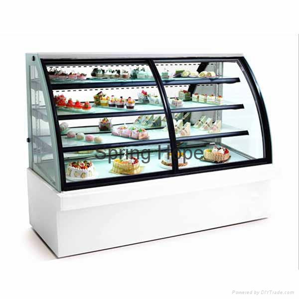 Marble cake display cabinet curved glass cake showcase refrigerator