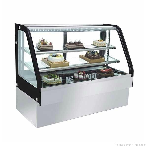 Marble cake display cabinet curved glass cake showcase refrigerator 3