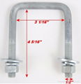 Better suspensions Boat Trailer Hot Dipped Galvanized Square U-bolt 1/2" x 3" x  1