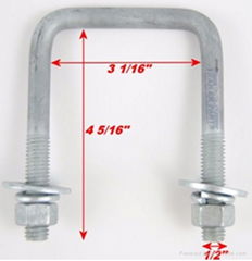 Better suspensions Boat Trailer Hot Dipped Galvanized Square U-bolt 1/2" x 3" x 