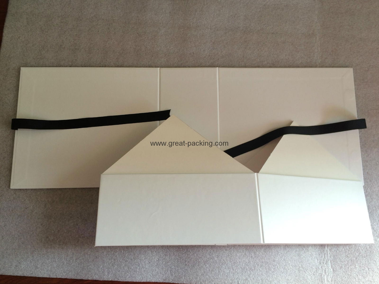 high end foldable magnet ribbon hat packing paper box 3