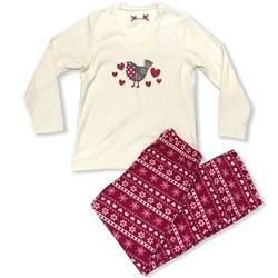 Ladies Printed Chekcs Microfleece Pajama Set (ls 2027)