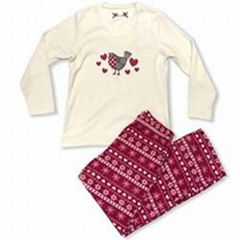 Ladies Printed Chekcs Microfleece Pajama Set (ls 2027)