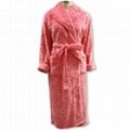 Ladies Pink Rose Cut Pile Flannel Fleece Robe (LS 1282)