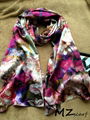 Double-sided printing and dyeing peony & leopart print silk scarf