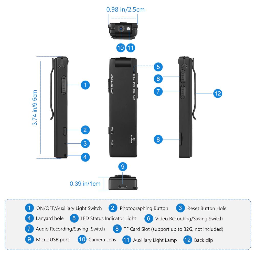 Pocket Body Camera HD 1080P Mini Camcorder Pen Camera 2