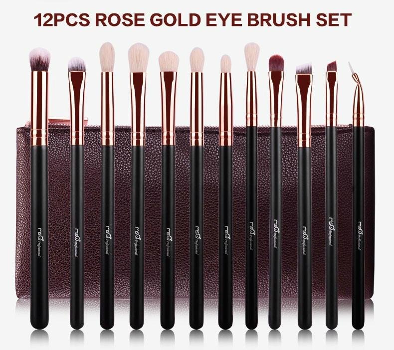 MSQ PU leather 8 piece professional makeup brush set with bag 2