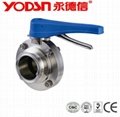 1"Stainless Steel manual clamp type sanitary butterfly valve with pull handle 1