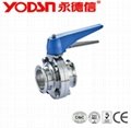 1"Stainless Steel manual clamp type sanitary butterfly valve with pull handle 3