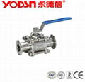 Stainless Steel Sanitary Dairy 3 Pc Clamped Ball valve 1