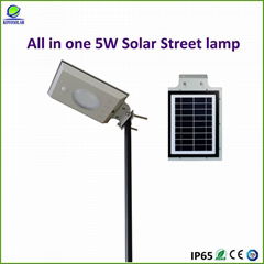 lithium battery 5W led street light charged by solar