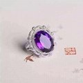 925 silvers plated gold with the purple crystal jade ring 2