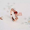 Garnet  Ring 925 silver plated rose gold