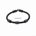 2016 stainless steel jewelry fashion black leather stingray bracelets for men  2