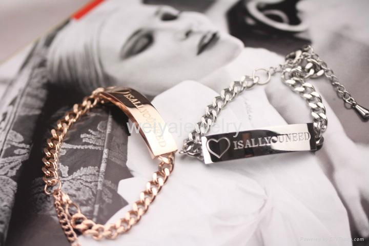 wholesale stainless steel jewelry rose gold id plated custom engraved bracelet