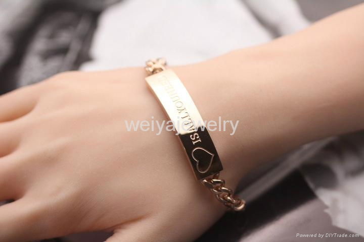 wholesale stainless steel jewelry rose gold id plated custom engraved bracelet 2