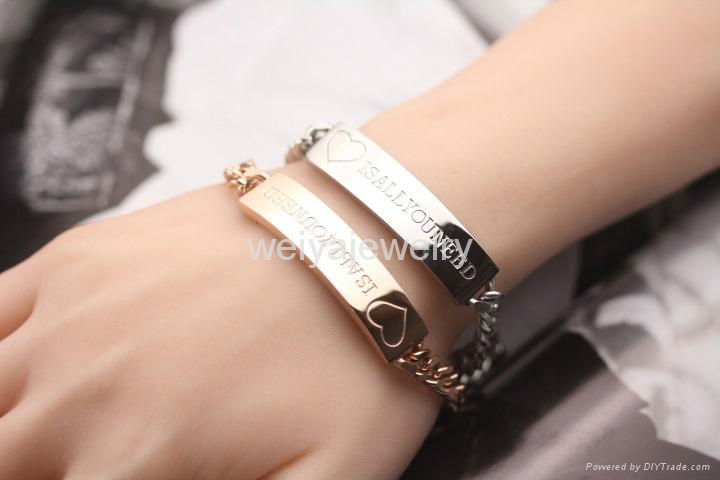 wholesale stainless steel jewelry rose gold id plated custom engraved bracelet 3