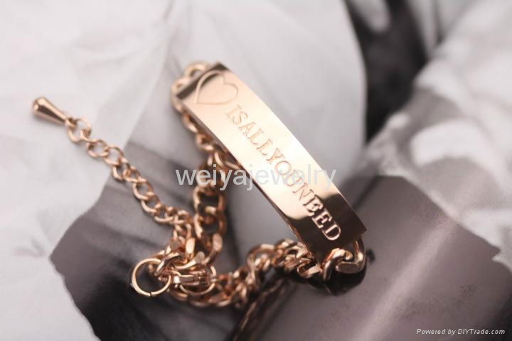 wholesale stainless steel jewelry rose gold id plated custom engraved bracelet 4