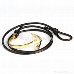 Fashion titanium steel jewelry men's leather anchor gold hook bracelet