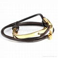 Fashion titanium steel jewelry men's leather anchor gold hook bracelet 3