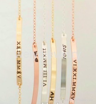 Fashion women jewelry custom letter engraved ID name plate bracelets