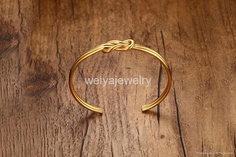 High polished stainless steel knot cuff bangle 