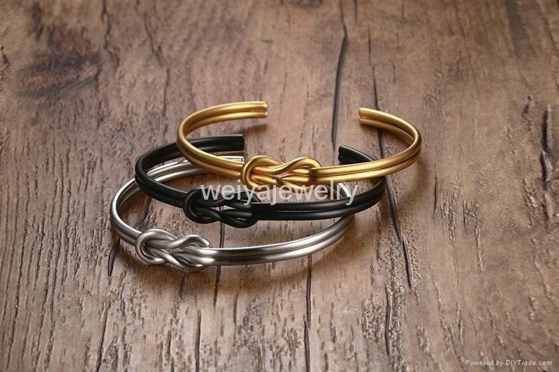 High polished stainless steel knot cuff bangle  3