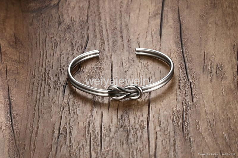 High polished stainless steel knot cuff bangle  5