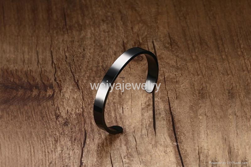 Stainless steel open cuff bangle for men and women